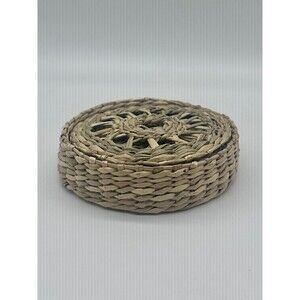 IKEA PENNFISK Natural Sedge Coasters With Holder Seagrass